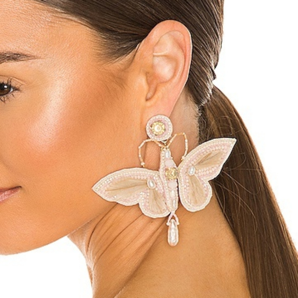 Ranjana Khan Rooster Feather Butterfly Earrings